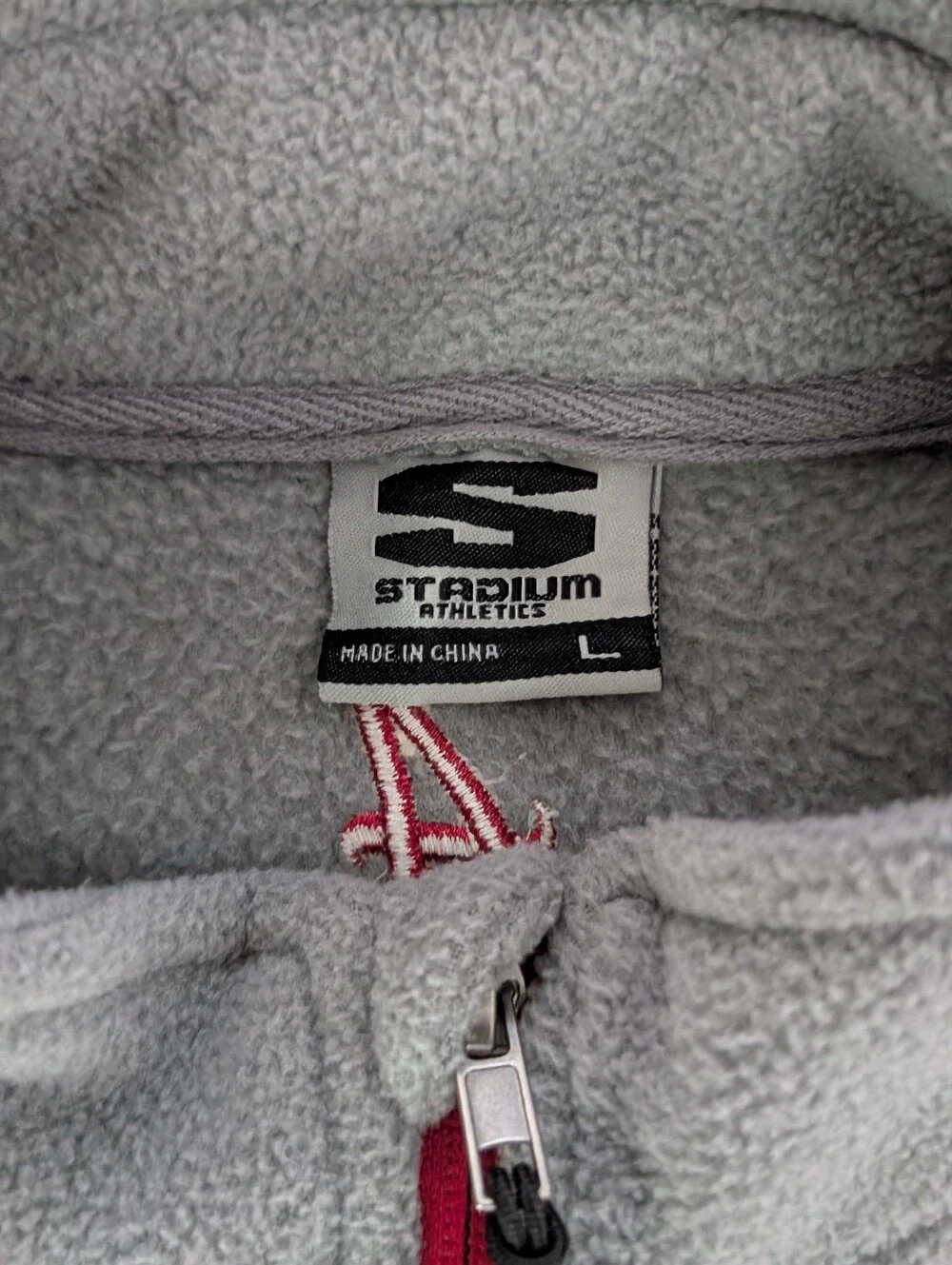 Alabama Crimson Tide Red Gray Stadium Athletic Fleece Full Zip Jacket Mens Large